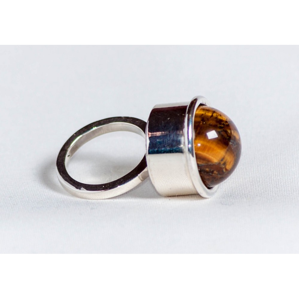 Large sterling silver ring with tiger’s eye, handmade & handcrafted, design by Ibralhoff
