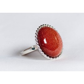 Large sterling silver ring with sun’s stone, handmade & handcrafted, design by Ibralhoff