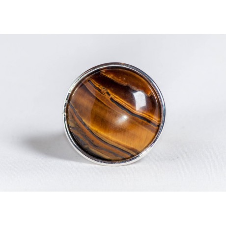 Sterling silver ring with tiger’s eye, handmade & handcrafted, design by Ibralhoff, Bijuterii de argint lucrate manual, handmade