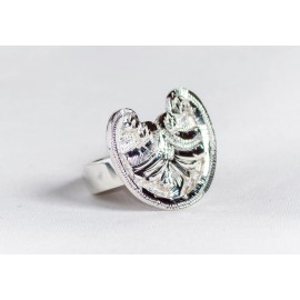 Sterling silver ring with floral motif, engraved, handmade & handcrafted, design by Ibralhoff 