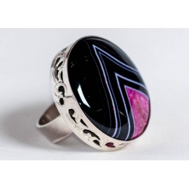 Large sterling silver ring with crystal agate, handmade & handcrafted, design by Ibralhoff