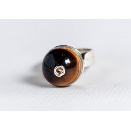 Large sterling silver ring with tiger’s eye ball, handmade & handcrafted, design by Ibralhoff
