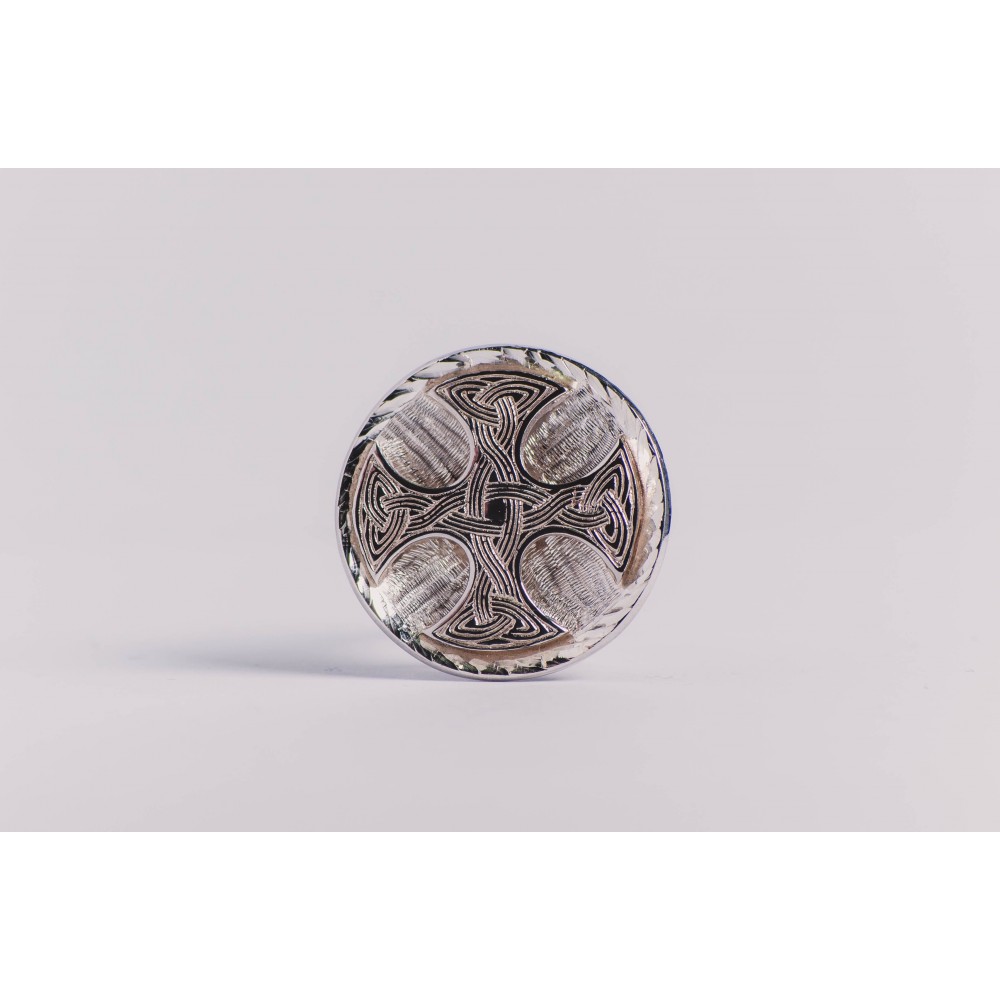 Large sterling silver ring with Celtic cross, engraved, handmade & handcrafted, design by Ibralhoff